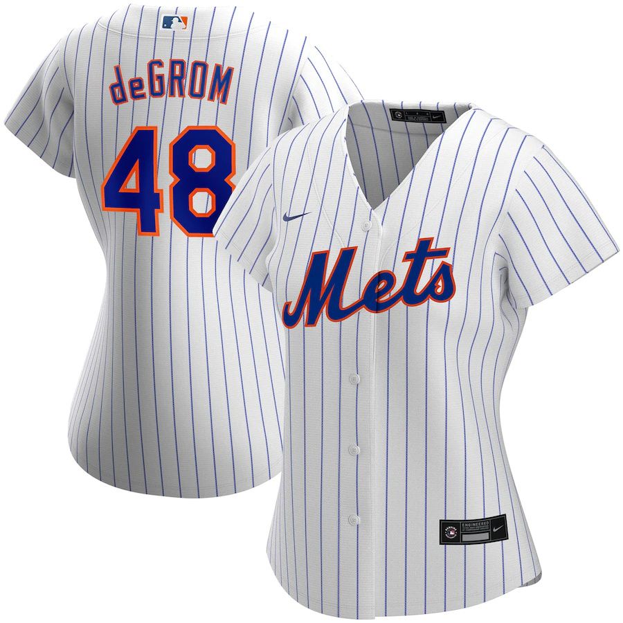 Womens New York Mets #48 Jacob deGrom Nike White Home Replica Player MLB Jerseys